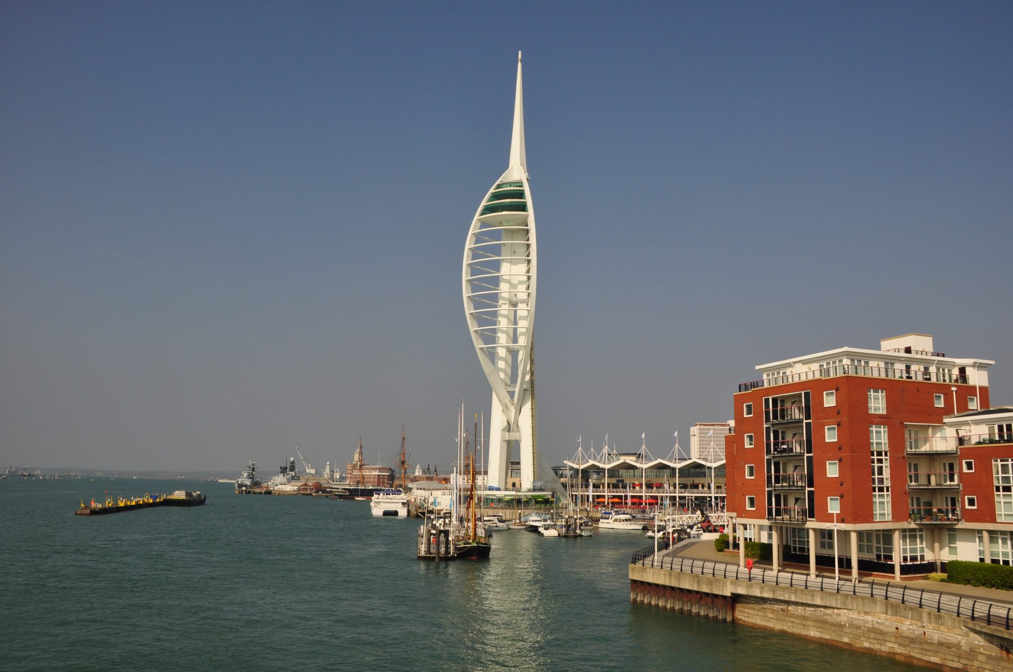 The Spinnaker Tower and Gunwharf Quays seen across Portsmouth Harbour